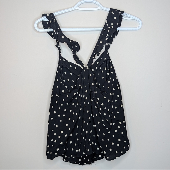 NWT Madewell Ruffle Strap Cami Top Black Painted Dots Polka Dot Size 0 - Picture 5 of 12